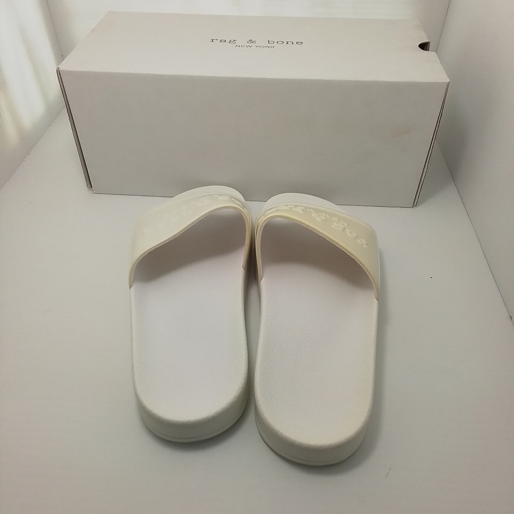 NEW Rag & Bone White Pool Slides - Picture 10 of 16